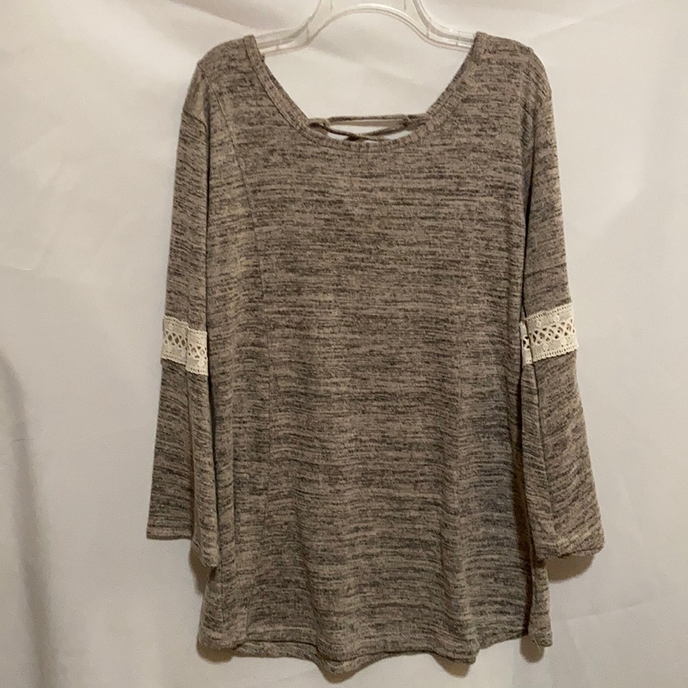 Win Win Cross Back Tie Tunic Bell Sleeves